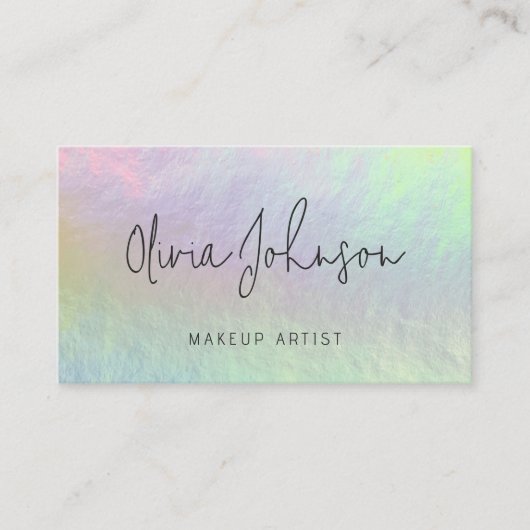 Modern Chic Holographic Opal Stone Business Card Visitekaartje (Voorkant)