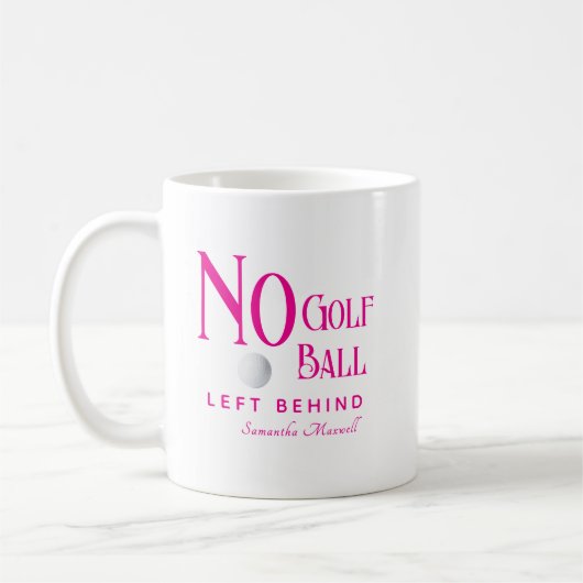Modern Chic Hot Pink Custom Namen Funny Humor Golf Koffiemok (Links)