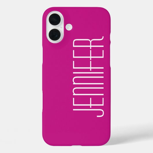 Modern Chic Hot Pink, minimalistisch, Jumbo Name Case-Mate iPhone Case (Achterkant)