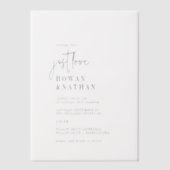 Modern Chic houdt gewoon van moderne unieke bruilo Vellum Uitnodigingen (Voorkant)