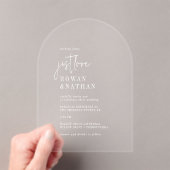 Modern Chic houdt gewoon van witte unieke boogbrui Acryl Uitnodigingen (Insitu (Draagbaar))