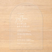 Modern Chic houdt gewoon van witte unieke boogbrui Acryl Uitnodigingen (Voorkant)