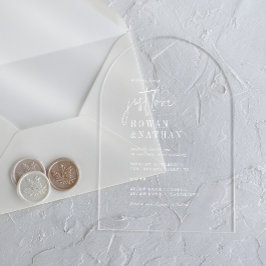 Modern Chic houdt gewoon van witte unieke boogbrui Acryl Uitnodigingen