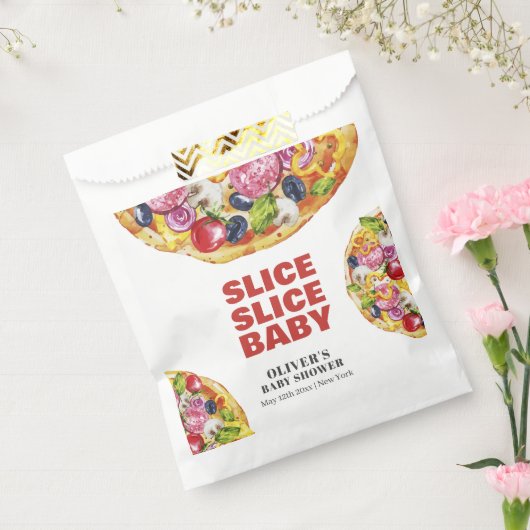 Modern Chic Italian Slice Slice Pizza Baby Shower Bedankzakje (Gezegeld)