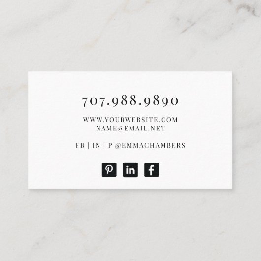 Modern Chic Jewelry Designer Visitekaartje (Achterkant)