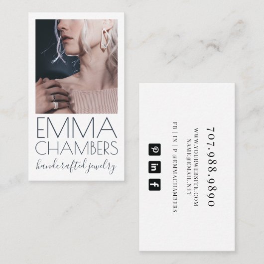 Modern Chic Jewelry Designer Visitekaartje (Voorkant / Achterkant)