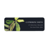 MODERN CHIC LEAFY BLACK FOLIAGE WATERVERF ADRES ETIKET (Voorkant)
