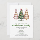 Modern chic leopard Christmas tree party invite Kaart (Voorkant)