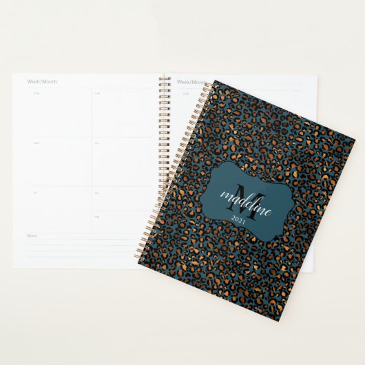 Modern Chic Leopard Pattern Mongorammed Planner (Display)