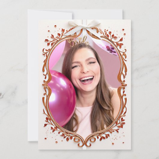 Modern Chic Lijst Wilde Bloemen Foto Vrijgezellenf Kaart (Achterkant)