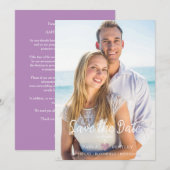 Modern Chic Lila Heart Photo Couple Wedding (Voorkant / Achterkant)