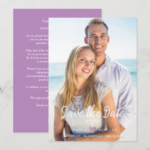 Modern Chic Lila Heart Photo Couple Wedding