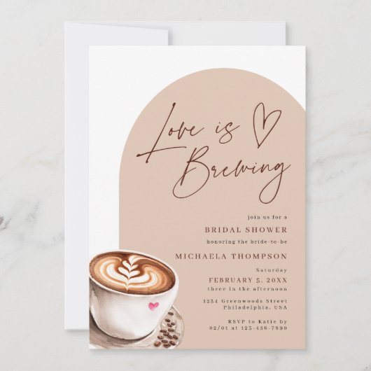 Modern Chic Love is het Brouwen van koffie Vrijgez Kaart (Voorkant)