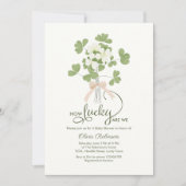 Modern Chic Lucky Shamrock met Bow baby shower Kaart (Voorkant)