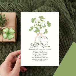 Modern Chic Lucky Shamrock met Bow baby shower Kaart
