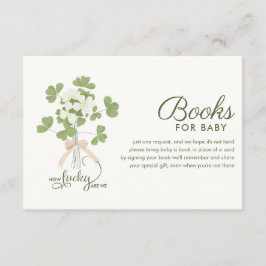 Modern Chic Lucky Shamrock with Bow baby shower Informatiekaartje