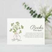 Modern Chic Lucky Shamrock with Bow baby shower Informatiekaartje (Staand voorkant)