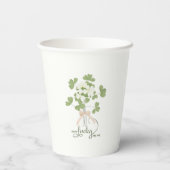 Modern Chic Lucky Shamrock with Bow baby shower Papieren Bekers (Achterkant)