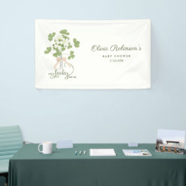 Modern Chic Lucky Shamrock with Bow baby shower Spandoek