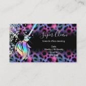 Modern Chic Maid Cleaning House Holograph Leopard Visitekaartje (Voorkant)