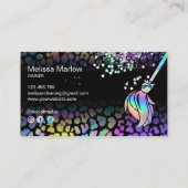 Modern Chic Maid Cleaning House Holograph Leopard Visitekaartje (Achterkant)