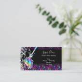 Modern Chic Maid Cleaning House Holograph Leopard Visitekaartje (Staand voorkant)