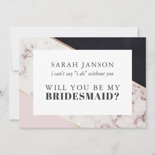 Modern Chic Marble Bridesmaid Kaart (Voorkant)