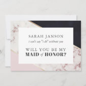Modern Chic Marble Maid of Honor Kaart (Voorkant)