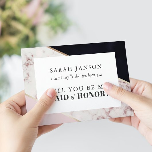 Modern Chic Marble Maid of Honor Kaart