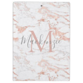 Modern Chic Marble Roos Gold Folie Monogram Klembord (Achterkant)