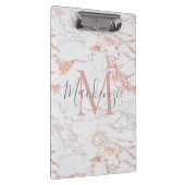 Modern Chic Marble Roos Gold Folie Monogram Klembord (Rechts)