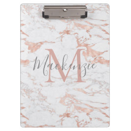 Modern Chic Marble Roos Gold Folie Monogram Klembord