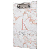 Modern Chic Marble Roos Gold Folie Monogram Klembord (Links)