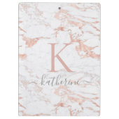 Modern Chic Marble Roos Gold Folie Monogram Klembord (Achterkant)