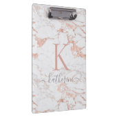 Modern Chic Marble Roos Gold Folie Monogram Klembord (Rechts)