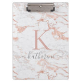 Modern Chic Marble Roos Gold Folie Monogram Klembord (Voorkant)