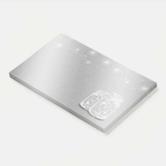 Modern Chic Mason Jars String Lights Silver Flower Post-it® Notes (Schuin)