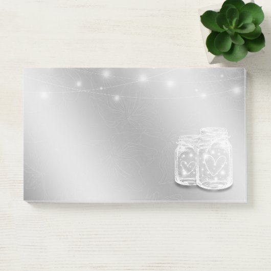 Modern Chic Mason Jars String Lights Silver Flower Post-it® Notes (Kantoor)