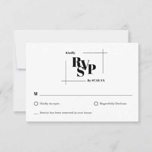 Modern Chic minimaal Monogram Bruiloft Reactie Kaa RSVP Kaartje (Voorkant)