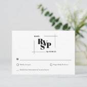 Modern Chic minimaal Monogram Bruiloft Reactie Kaa RSVP Kaartje (Staand voorkant)