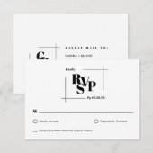 Modern Chic minimaal Monogram Bruiloft Reactie Kaa RSVP Kaartje (Voorkant / Achterkant)