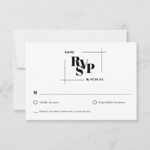 Modern Chic minimaal Monogram Bruiloft Reactie Kaa RSVP Kaartje