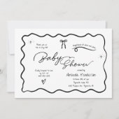 Modern Chic Minimalist Black White Bow Baby Shower Kaart (Voorkant)