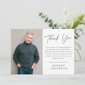 Modern Chic Minimalist Memorial Foto: bedankt! Kaart (Staand voorkant)