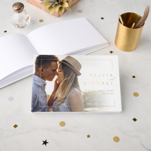 Modern chic minimalist photo wedding gastenboek (Voorkant open)