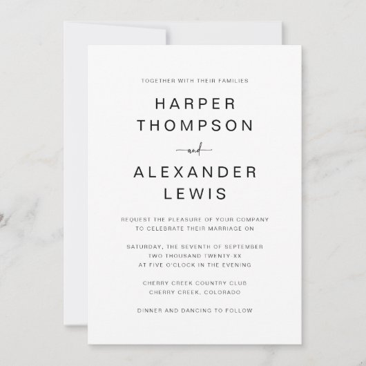 Modern Chic Minimalist Typography Wedding Kaart (Voorkant)