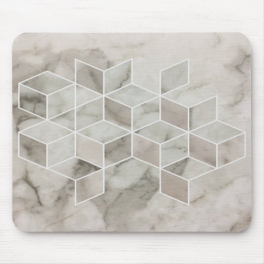 modern chic minimalist wit marmer geometrisch muismat (Voorkant)