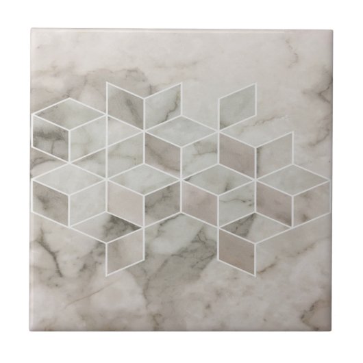 modern chic minimalist wit marmer geometrisch tegeltje (Voorkant)