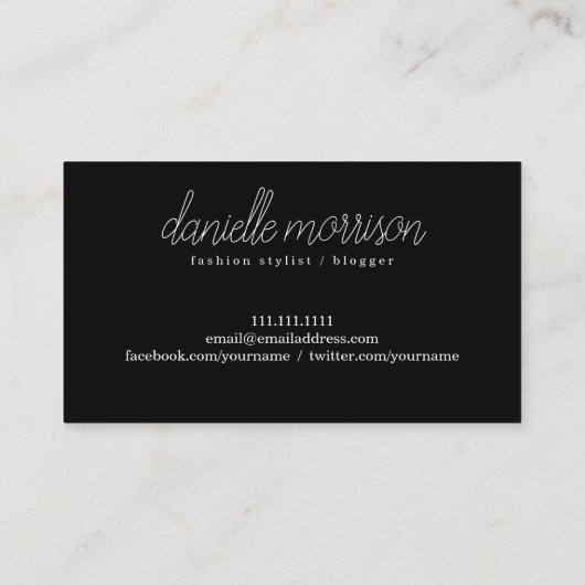 Modern Chic Mode Stylist Actor Model Visitekaartje (Achterkant)