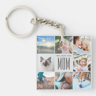 Modern Chic Moederdag mam Family Photo Collage Sleutelhanger